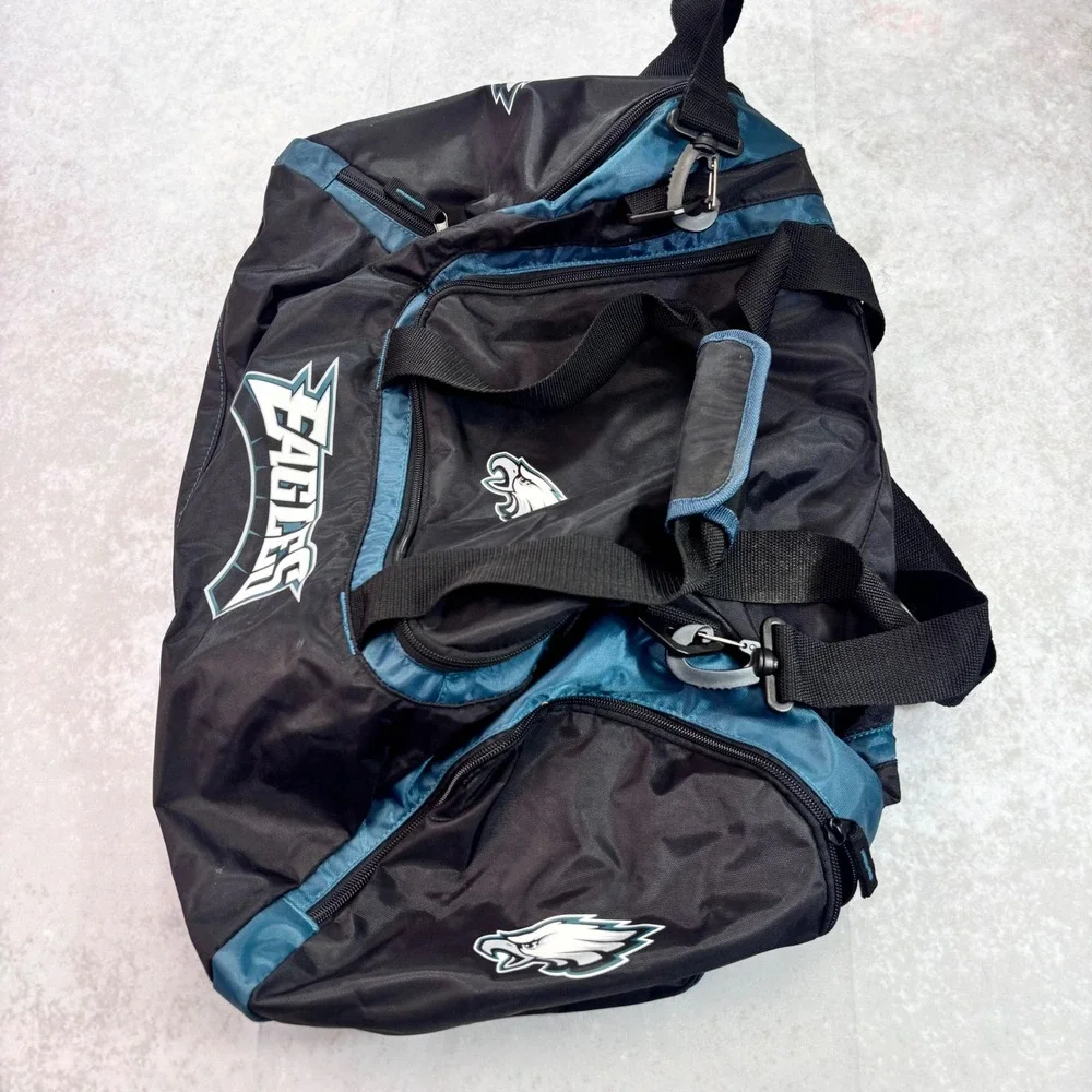 Reebok Philadelphia Eagles Duffel Bag NFL Gym Travel Sports Black Teal Large
